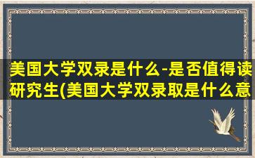 美国大学双录是什么-是否值得读研究生(美国大学双录取是什么意思)