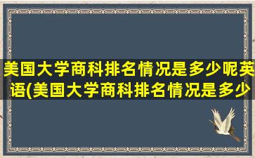 美国大学商科排名情况是多少呢英语(美国大学商科排名情况是多少呢)