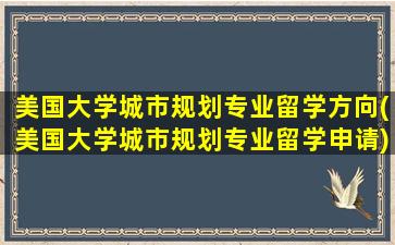 美国大学城市规划专业留学方向(美国大学城市规划专业留学申请)