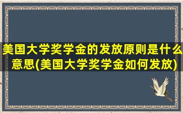 美国大学奖学金的发放原则是什么意思(美国大学奖学金如何发放)