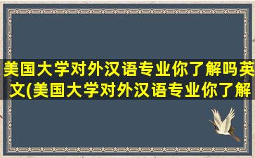 美国大学对外汉语专业你了解吗英文(美国大学对外汉语专业你了解吗)