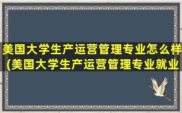 美国大学生产运营管理专业怎么样(美国大学生产运营管理专业就业前景)