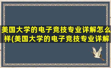 美国大学的电子竞技专业详解怎么样(美国大学的电子竞技专业详解是什么)