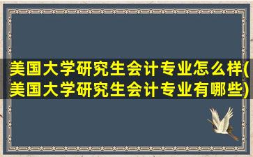 美国大学研究生会计专业怎么样(美国大学研究生会计专业有哪些)