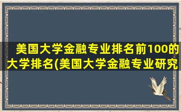 美国大学金融专业排名前100的大学排名(美国大学金融专业研究生排名)