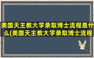 美国天主教大学录取博士流程是什么(美国天主教大学录取博士流程及时间)