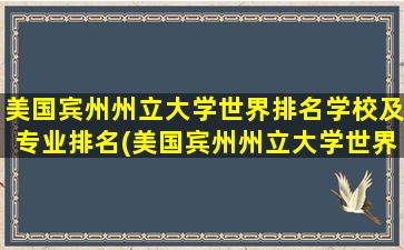 美国宾州州立大学世界排名学校及专业排名(美国宾州州立大学世界排名与智利大学比较)