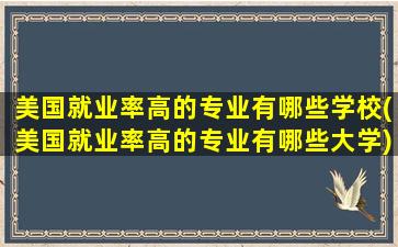 美国就业率高的专业有哪些学校(美国就业率高的专业有哪些大学)