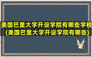 美国巴里大学开设学院有哪些学校(美国巴里大学开设学院有哪些)