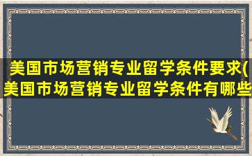 美国市场营销专业留学条件要求(美国市场营销专业留学条件有哪些)