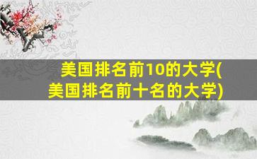 美国排名前10的大学(美国排名前十名的大学)