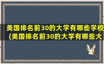 美国排名前30的大学有哪些学校(美国排名前30的大学有哪些大学)