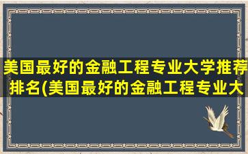 美国最好的金融工程专业大学推荐排名(美国最好的金融工程专业大学推荐知乎)