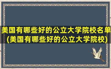 美国有哪些好的公立大学院校名单(美国有哪些好的公立大学院校)