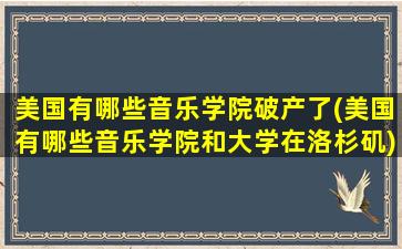 美国有哪些音乐学院破产了(美国有哪些音乐学院和大学在洛杉矶)