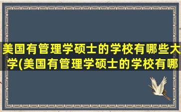 美国有管理学硕士的学校有哪些大学(美国有管理学硕士的学校有哪些名单)