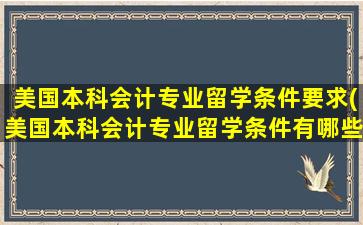 美国本科会计专业留学条件要求(美国本科会计专业留学条件有哪些)