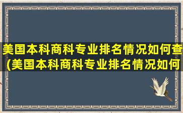 美国本科商科专业排名情况如何查(美国本科商科专业排名情况如何看)