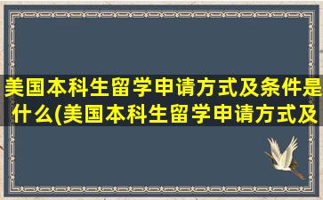 美国本科生留学申请方式及条件是什么(美国本科生留学申请方式及条件)