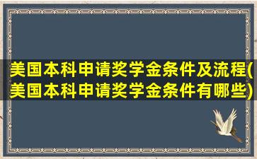 美国本科申请奖学金条件及流程(美国本科申请奖学金条件有哪些)