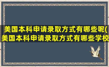 美国本科申请录取方式有哪些呢(美国本科申请录取方式有哪些学校)