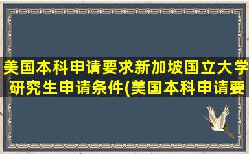 美国本科申请要求新加坡国立大学研究生申请条件(美国本科申请要求描述自己)