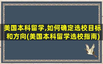 美国本科留学,如何确定选校目标和方向(美国本科留学选校指南)