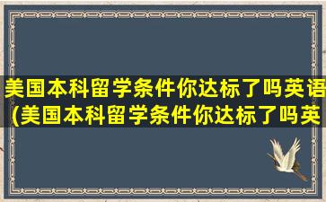 美国本科留学条件你达标了吗英语(美国本科留学条件你达标了吗英文)