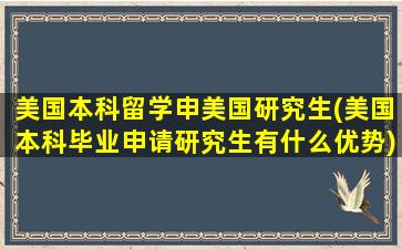 美国本科留学申美国研究生(美国本科毕业申请研究生有什么优势)