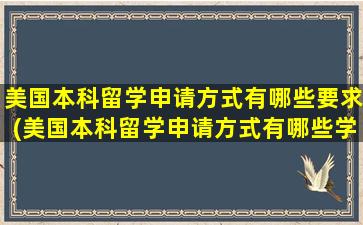 美国本科留学申请方式有哪些要求(美国本科留学申请方式有哪些学校)