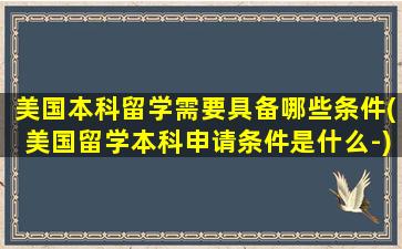 美国本科留学需要具备哪些条件(美国留学本科申请条件是什么-)