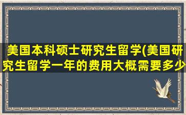 美国本科硕士研究生留学(美国研究生留学一年的费用大概需要多少)