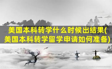 美国本科转学什么时候出结果(美国本科转学留学申请如何准备)