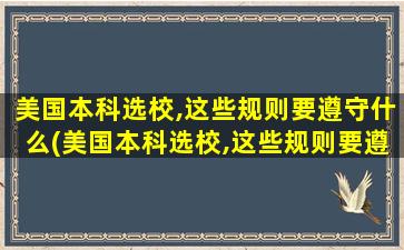 美国本科选校,这些规则要遵守什么(美国本科选校,这些规则要遵守什么原则)