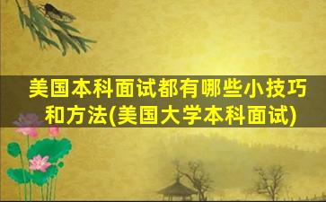 美国本科面试都有哪些小技巧和方法(美国大学本科面试)