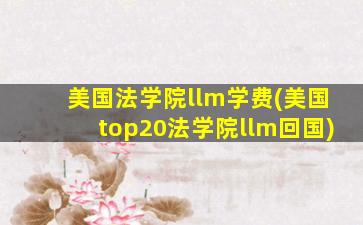 美国法学院llm学费(美国top20法学院llm回国)