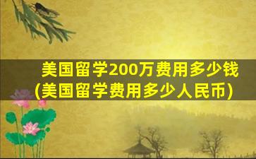 美国留学200万费用多少钱(美国留学费用多少人民币)