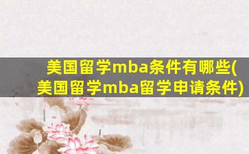 美国留学mba条件有哪些(美国留学mba留学申请条件)