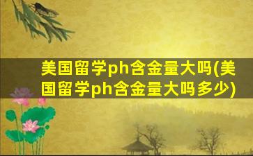 美国留学ph含金量大吗(美国留学ph含金量大吗多少)