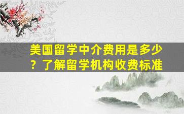 美国留学中介费用是多少？了解留学机构收费标准