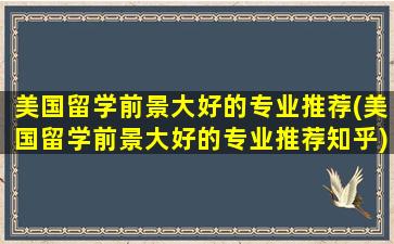 美国留学前景大好的专业推荐(美国留学前景大好的专业推荐知乎)