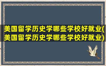 美国留学历史学哪些学校好就业(美国留学历史学哪些学校好就业)