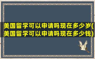 美国留学可以申请吗现在多少岁(美国留学可以申请吗现在多少钱)