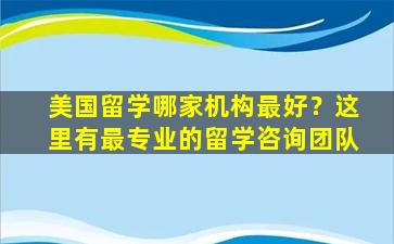 美国留学哪家机构最好？这里有最专业的留学咨询团队