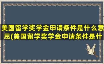 美国留学奖学金申请条件是什么意思(美国留学奖学金申请条件是什么呢)