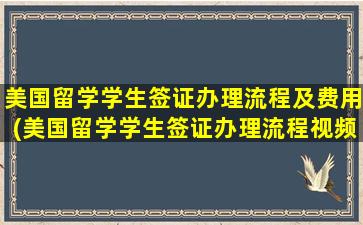 美国留学学生签证办理流程及费用(美国留学学生签证办理流程视频)