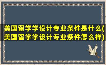 美国留学学设计专业条件是什么(美国留学学设计专业条件怎么样)