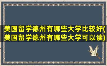 美国留学德州有哪些大学比较好(美国留学德州有哪些大学可以读)