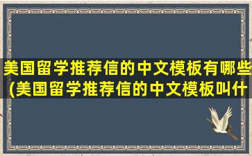 美国留学推荐信的中文模板有哪些(美国留学推荐信的中文模板叫什么)