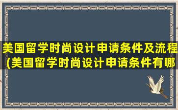 美国留学时尚设计申请条件及流程(美国留学时尚设计申请条件有哪些)